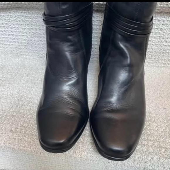 EUC David Tate 11W Black Leather 19” Calf Gusseted 3” Heel Boots Autumn Winter - Picture 4 of 9